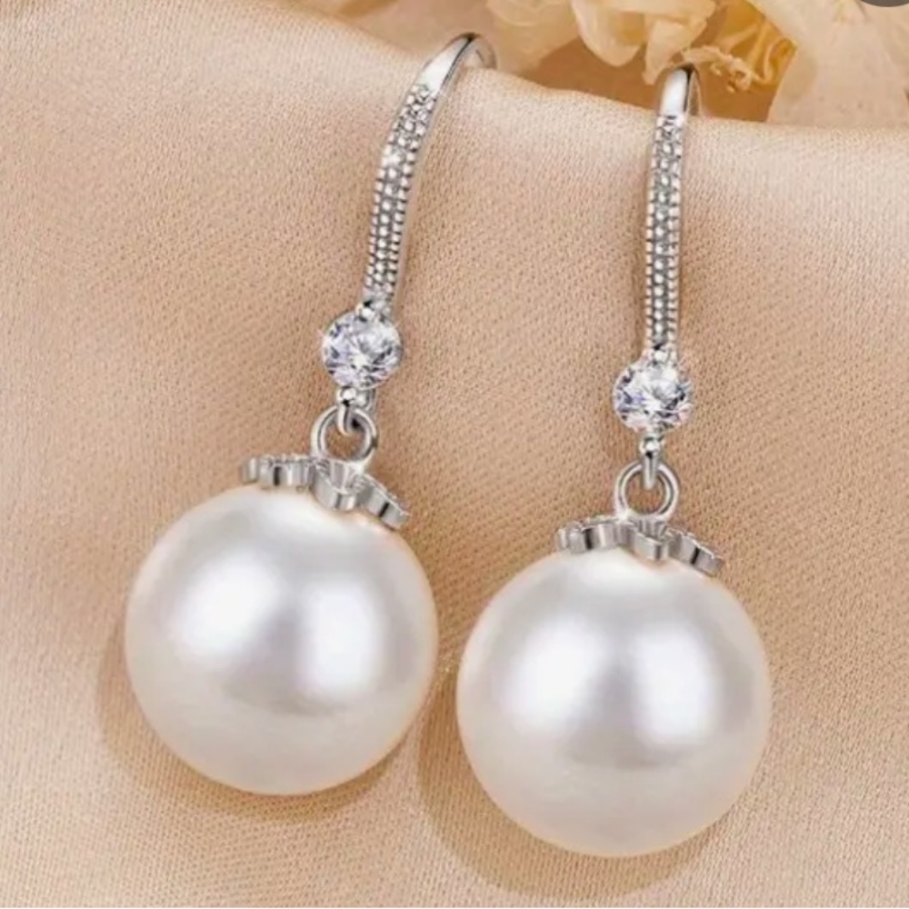 New Sterling Silver, Imitation Pearl Earrings